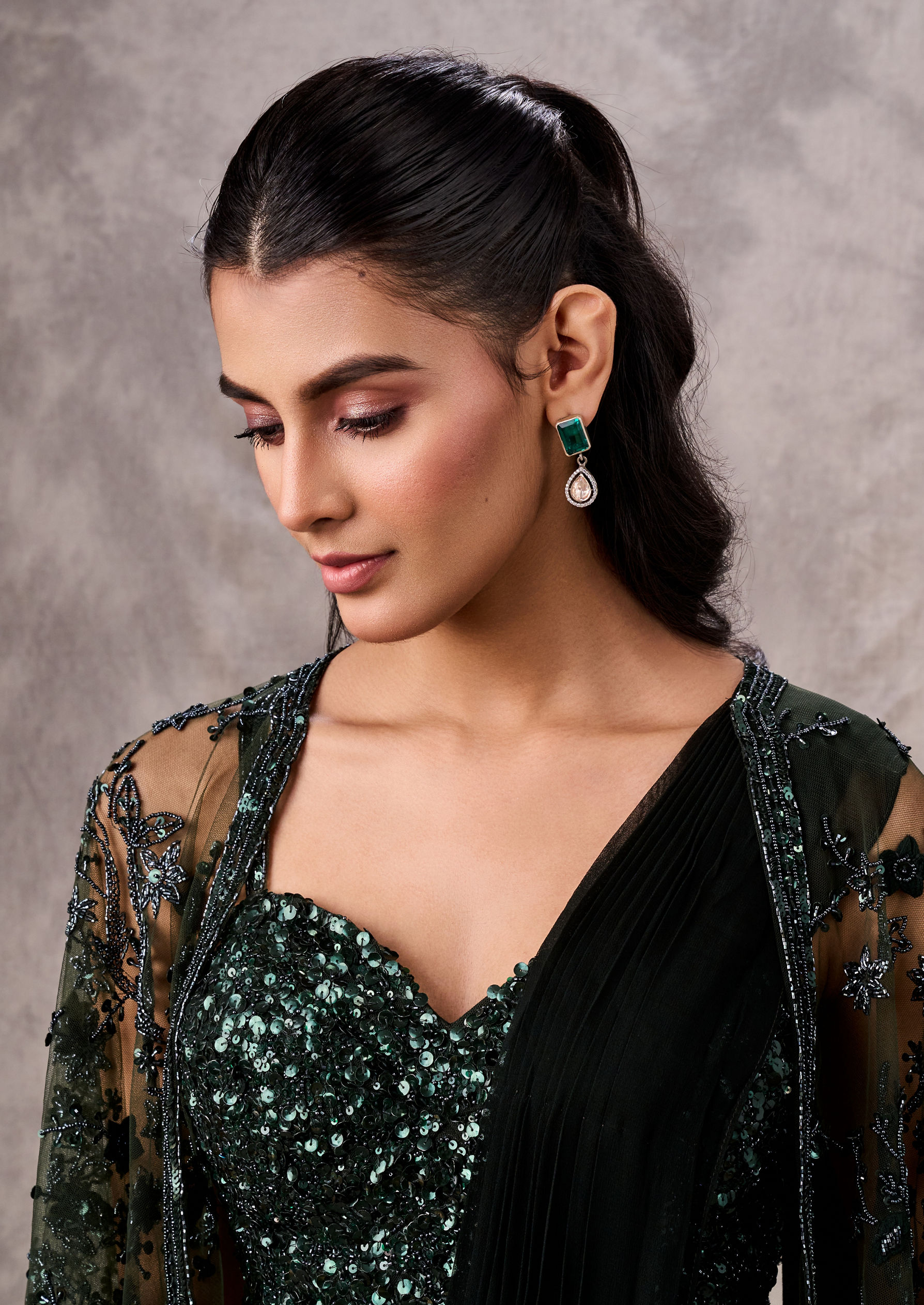 Twamev Women Emerald Elegance Georgette Saree