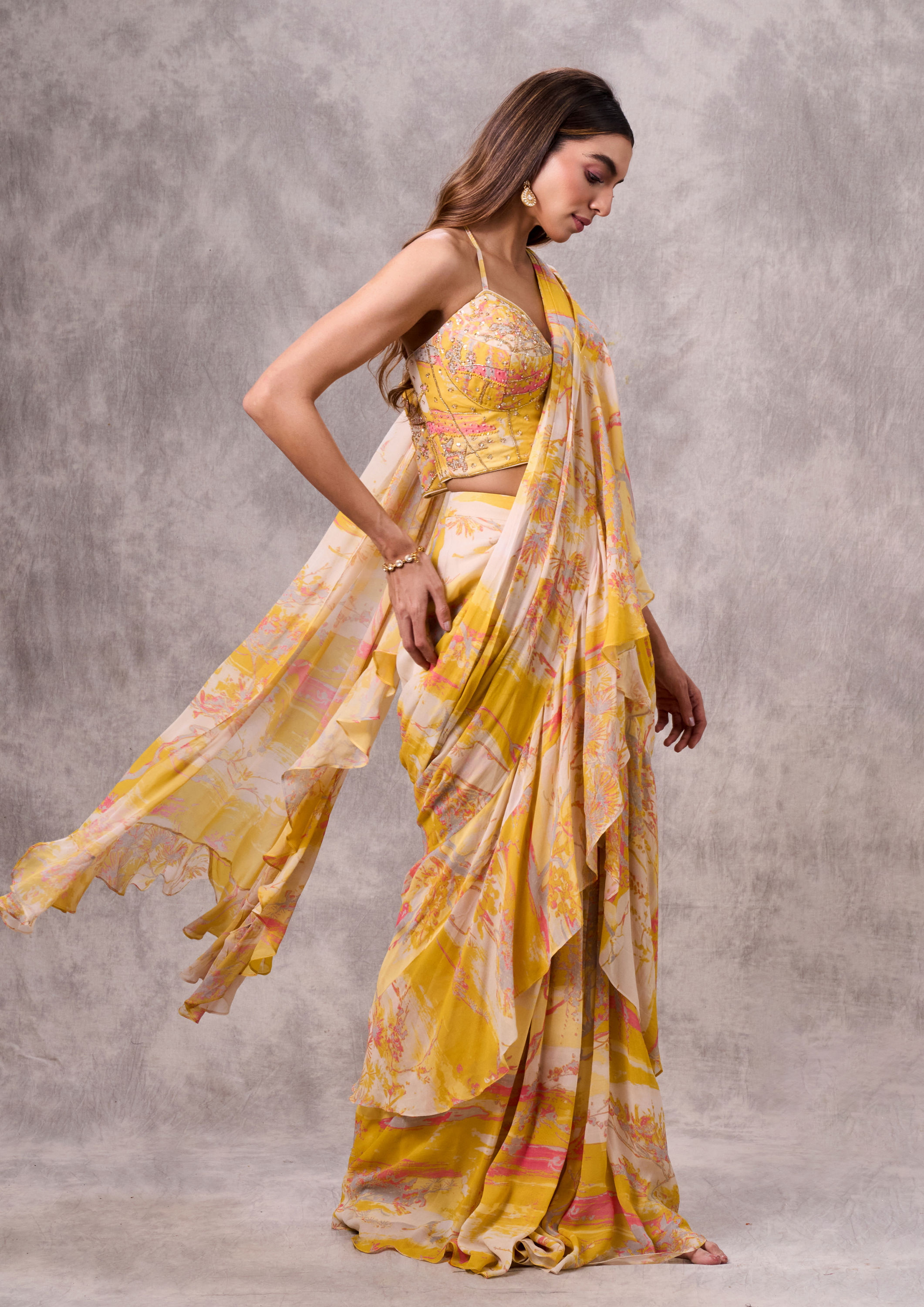 Twamev Women Sunshine Glow Georgette Saree