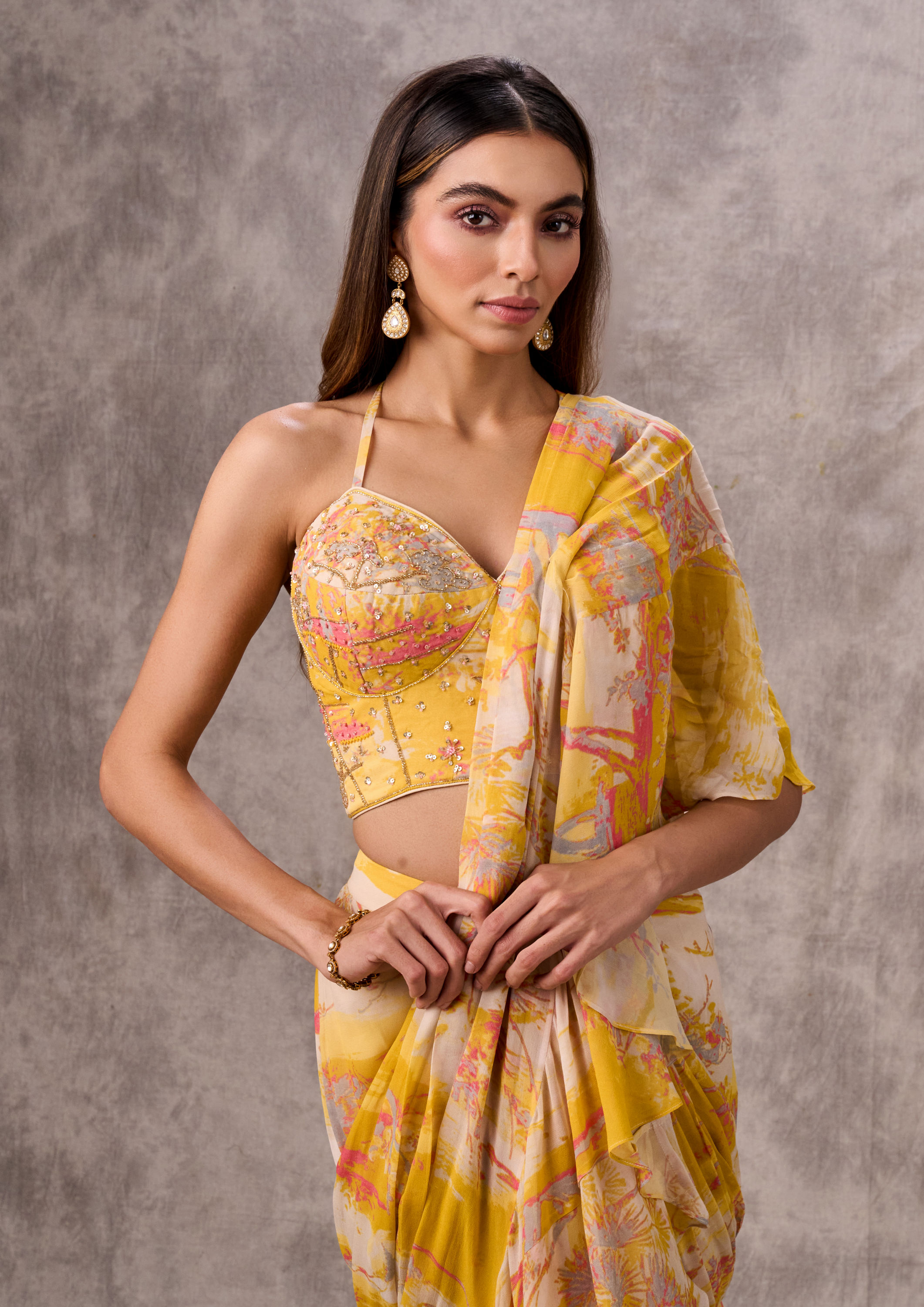 Twamev Women Sunshine Glow Georgette Saree