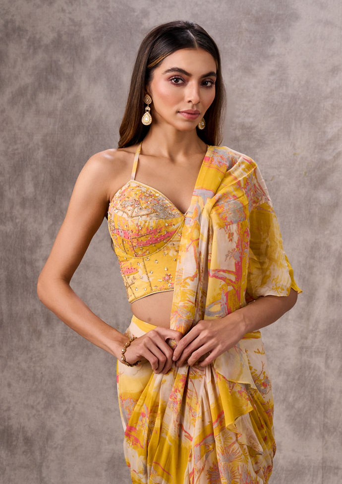 Twamev Women Sunshine Glow Georgette Saree
