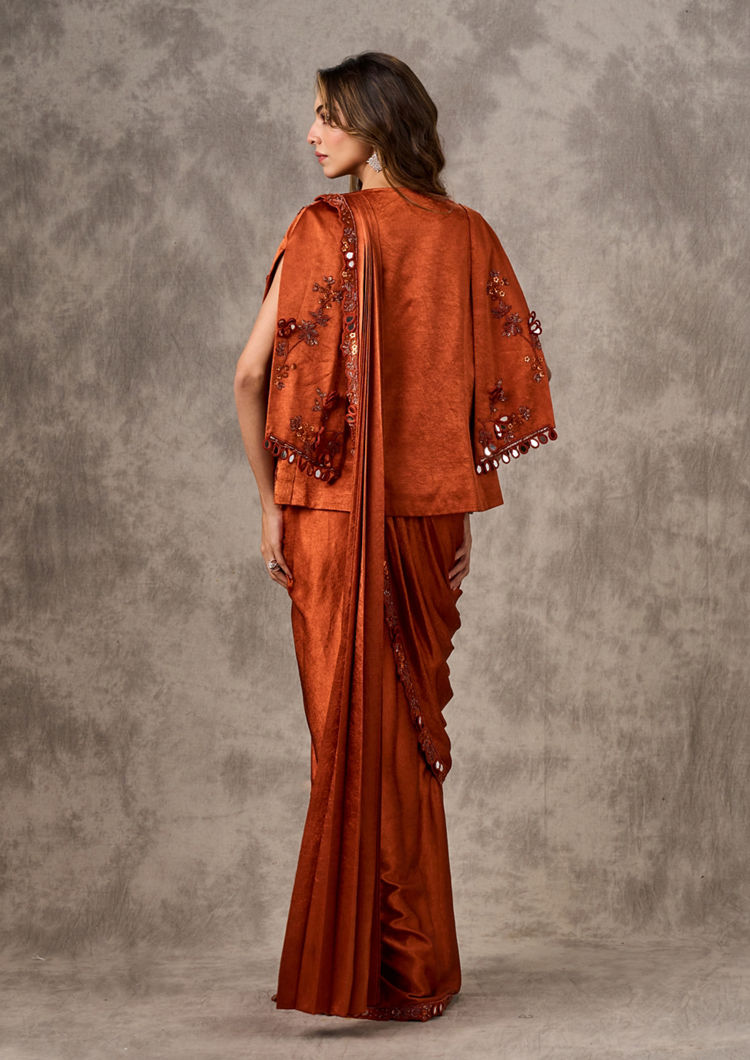Twamev Women Majestic Orange Extravaganza Saree