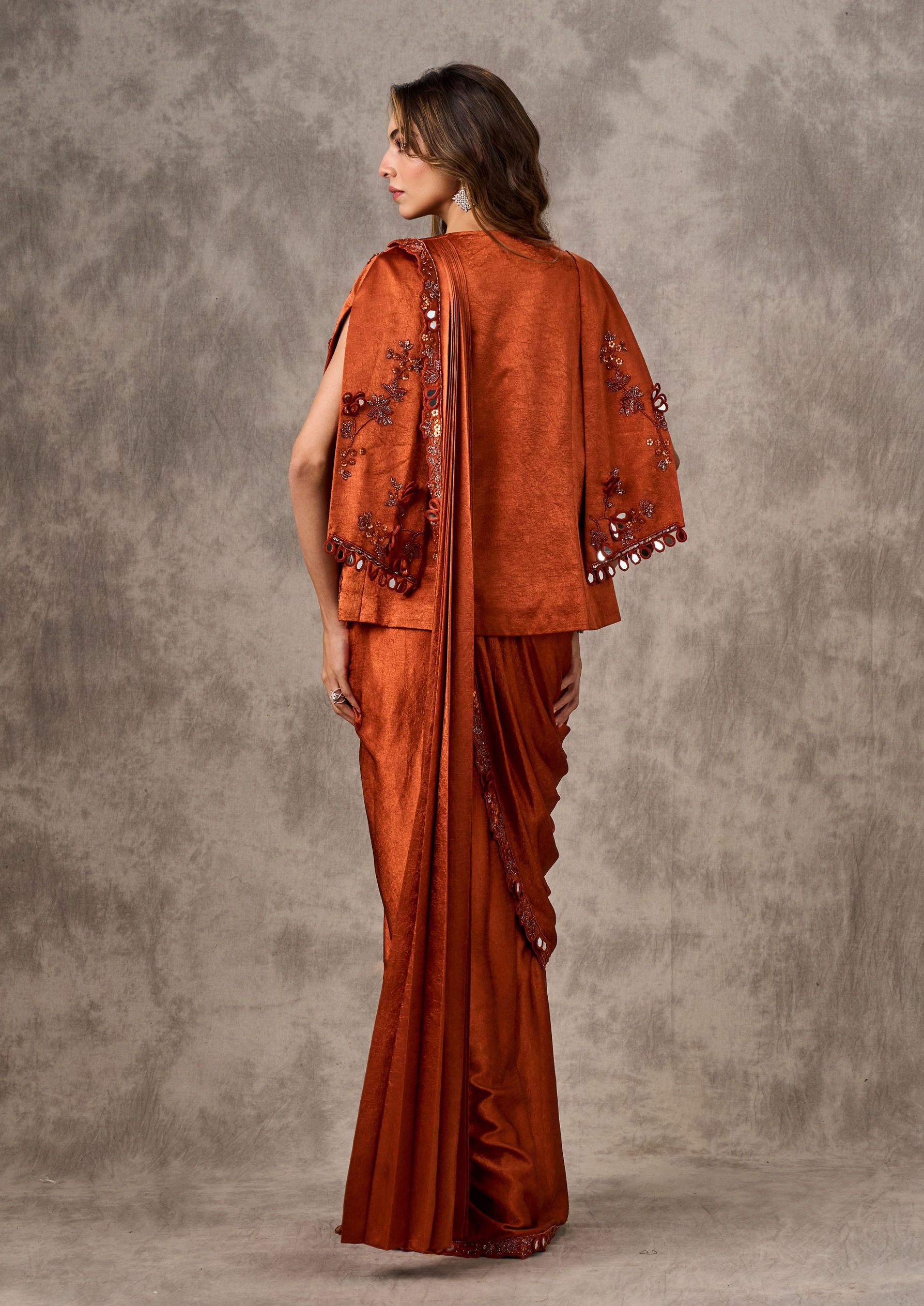 Twamev Women Majestic Orange Extravaganza Saree