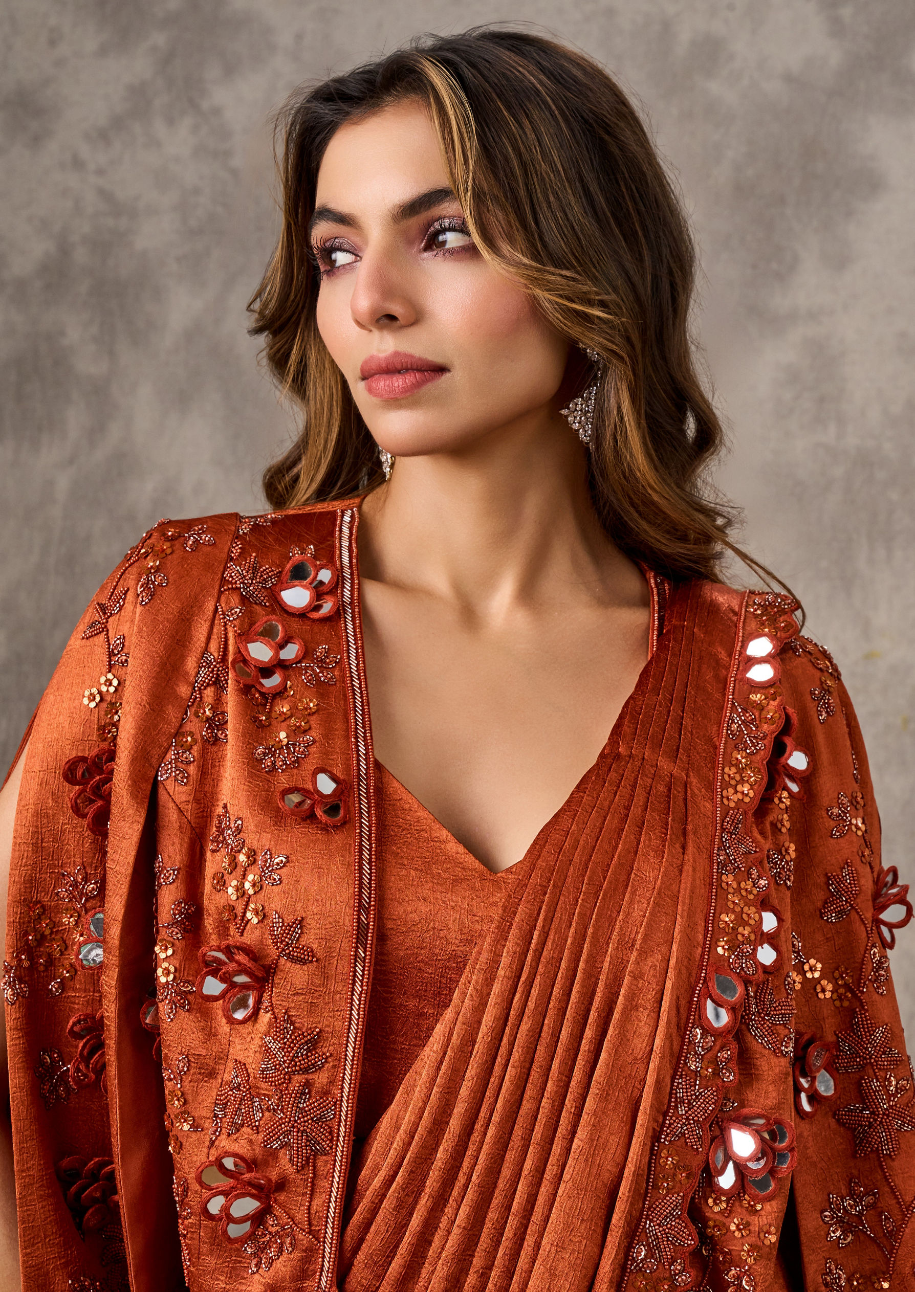 Twamev Women Majestic Orange Extravaganza Saree