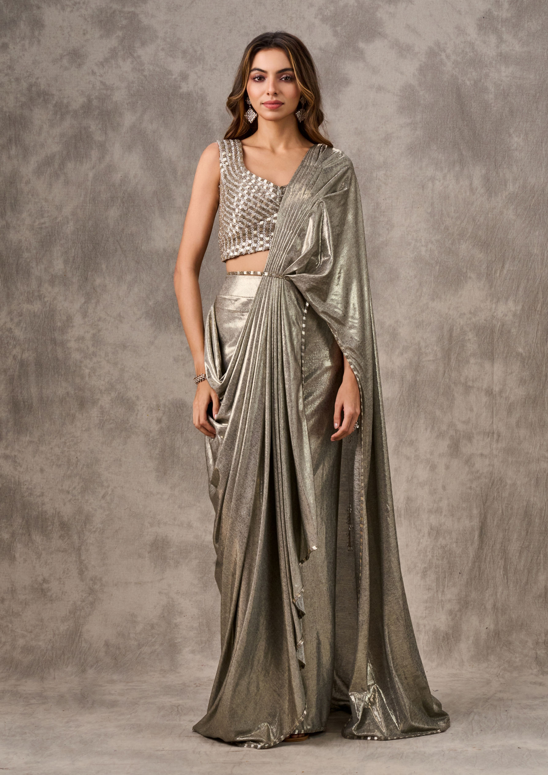 Twamev Women Grey Soiree Elegance Saree