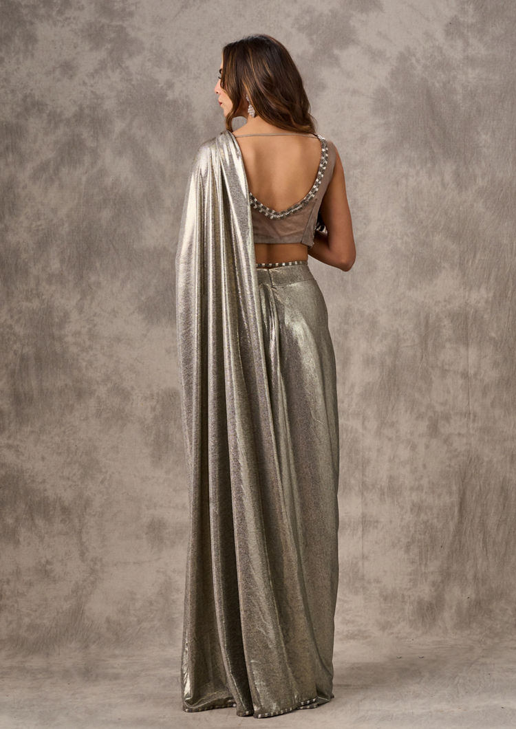 Twamev Women Grey Soiree Elegance Saree