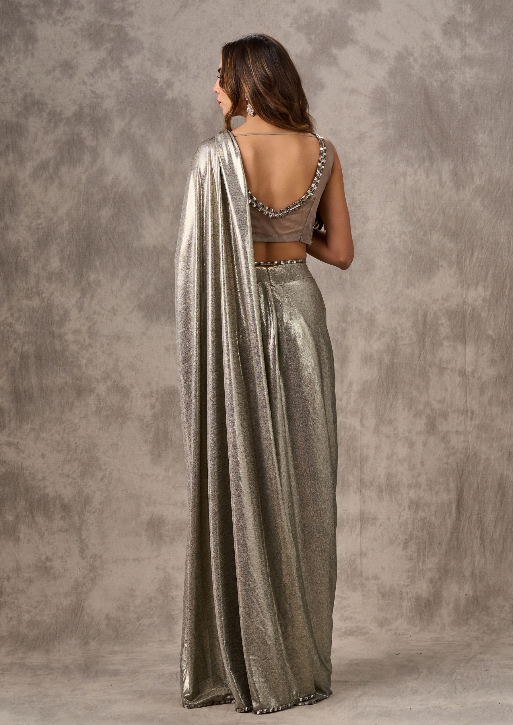 Twamev Women Grey Soiree Elegance Saree