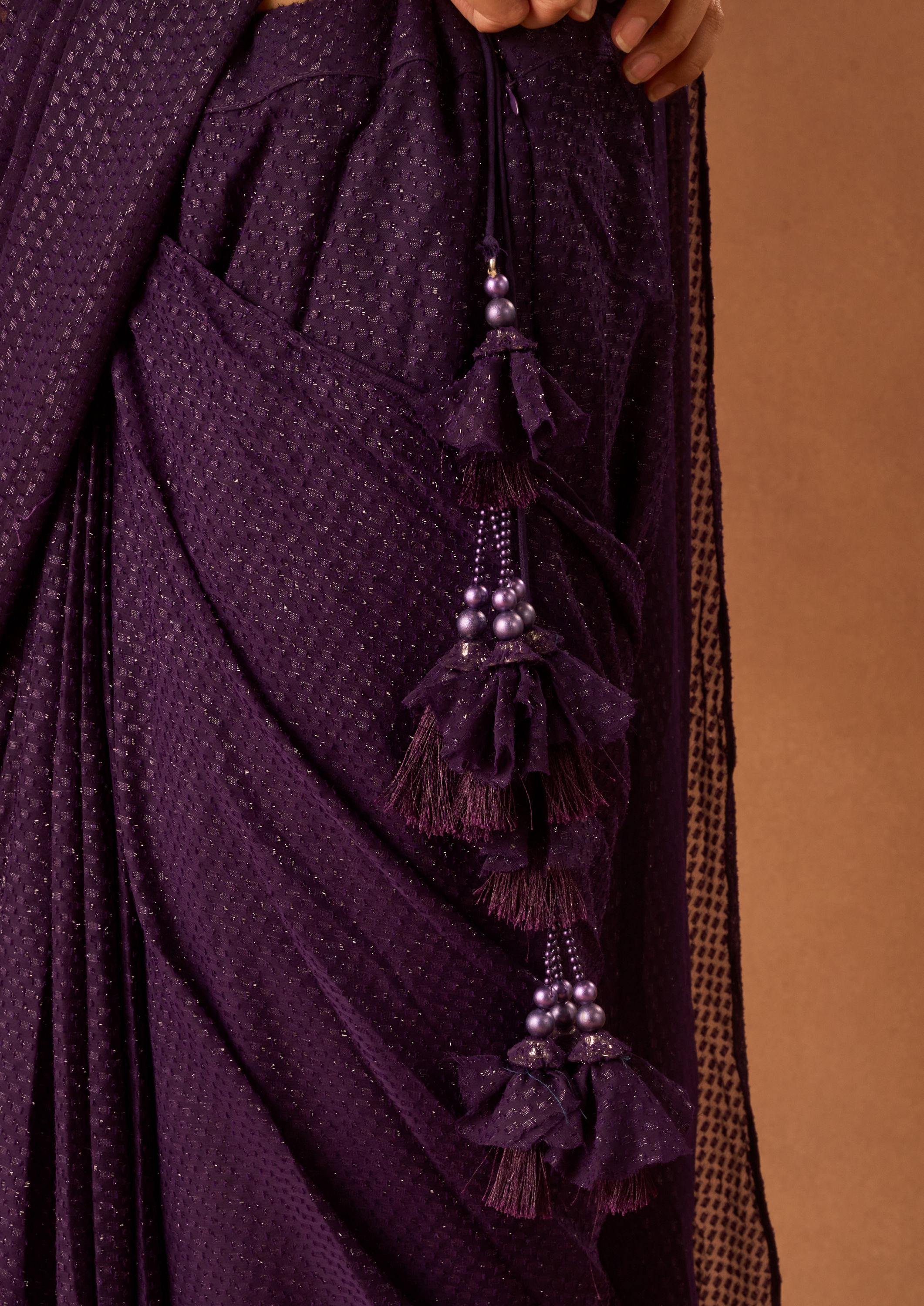 Twamev Women Purple Georgette Saree with Sequin Work