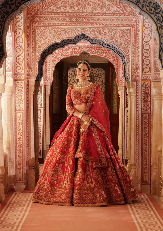 Twamev Women Radiant Red Ceremony Lehenga