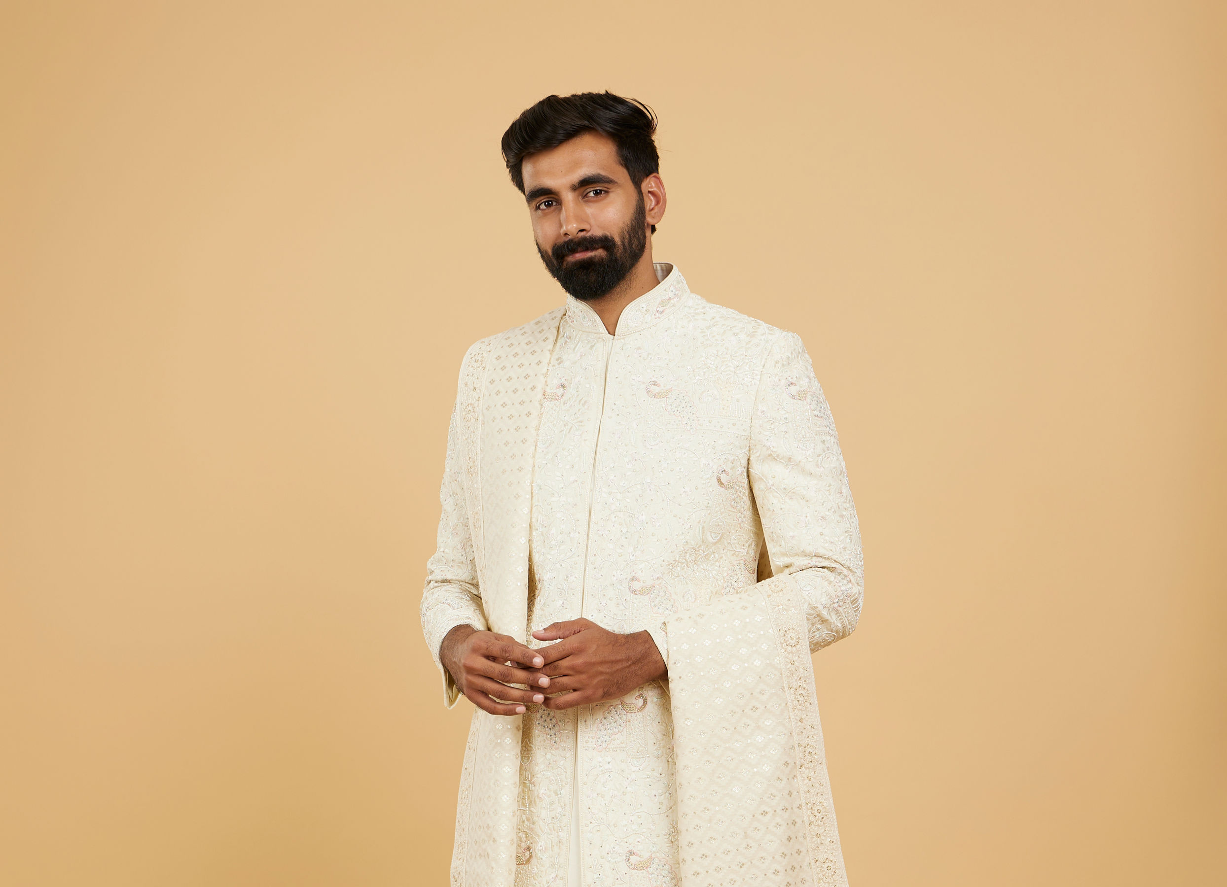 Twamev Men Cream Chanderi Dupatta