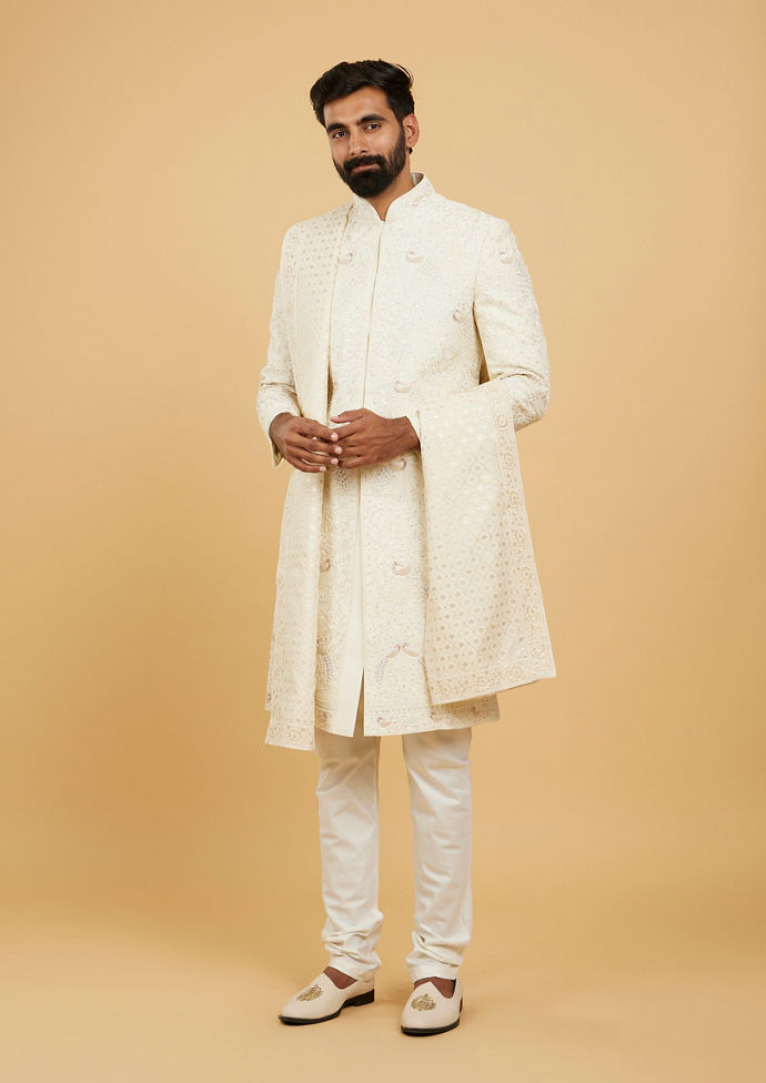 Twamev Men Cream Chanderi Dupatta