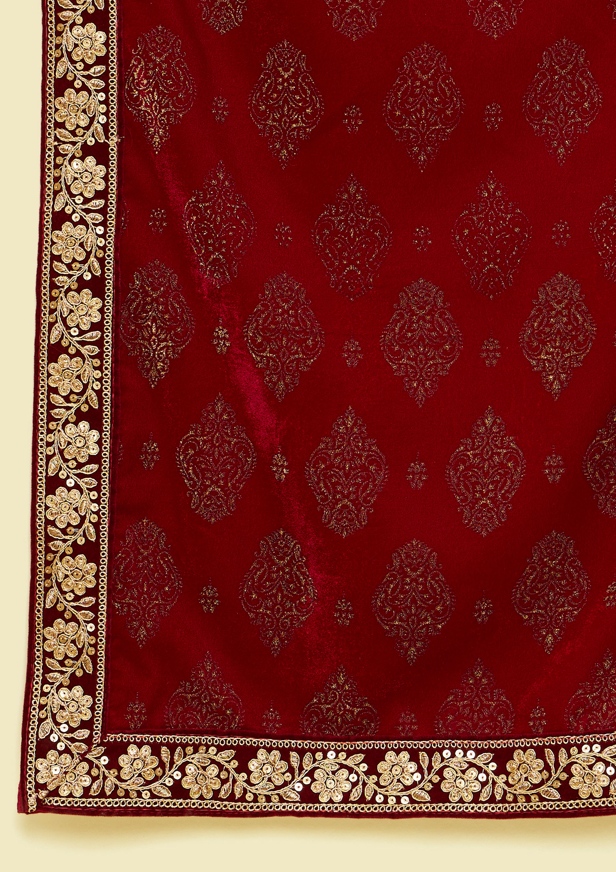 Twamev Men Elegant Maroon Velvet Dupatta