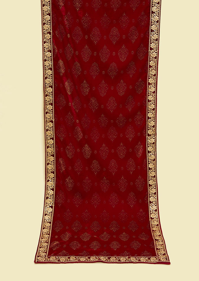 Twamev Men Elegant Maroon Velvet Dupatta