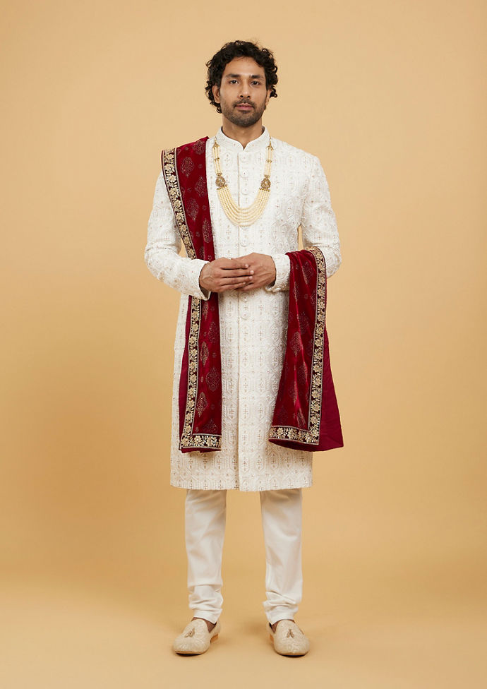 Twamev Men Elegant Maroon Velvet Dupatta