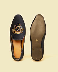 Twamev Men Elegant Dark Blue Leather Juti