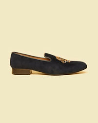 Twamev Men Elegant Dark Blue Leather Juti