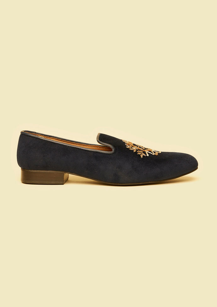 Twamev Men Elegant Dark Blue Leather Juti