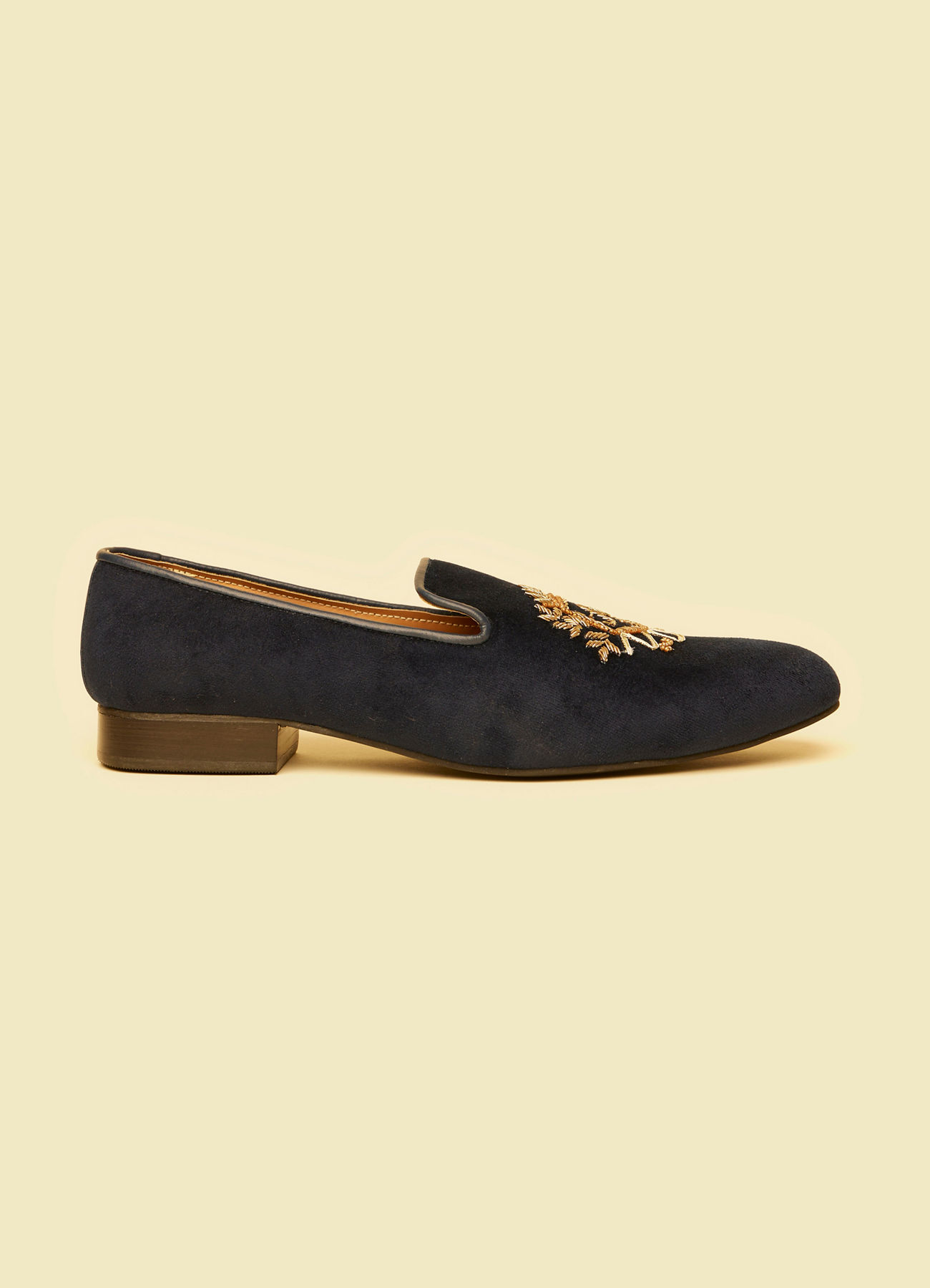 Twamev Men Elegant Dark Blue Leather Juti