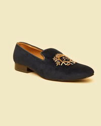 Twamev Men Elegant Dark Blue Leather Juti