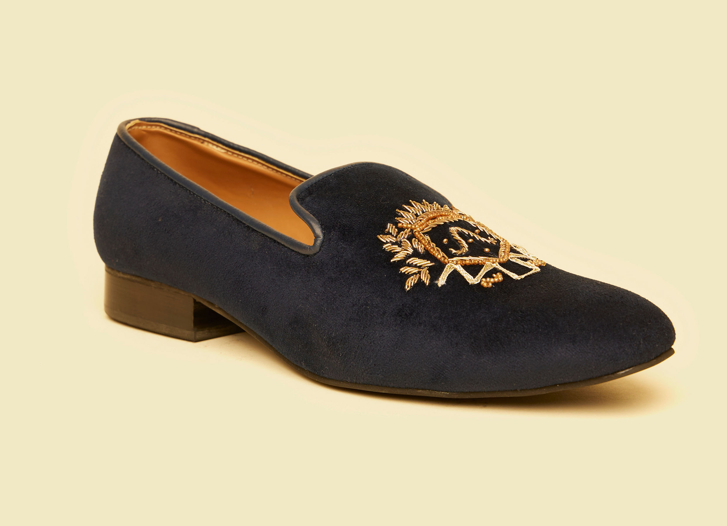 Twamev Men Elegant Dark Blue Leather Juti