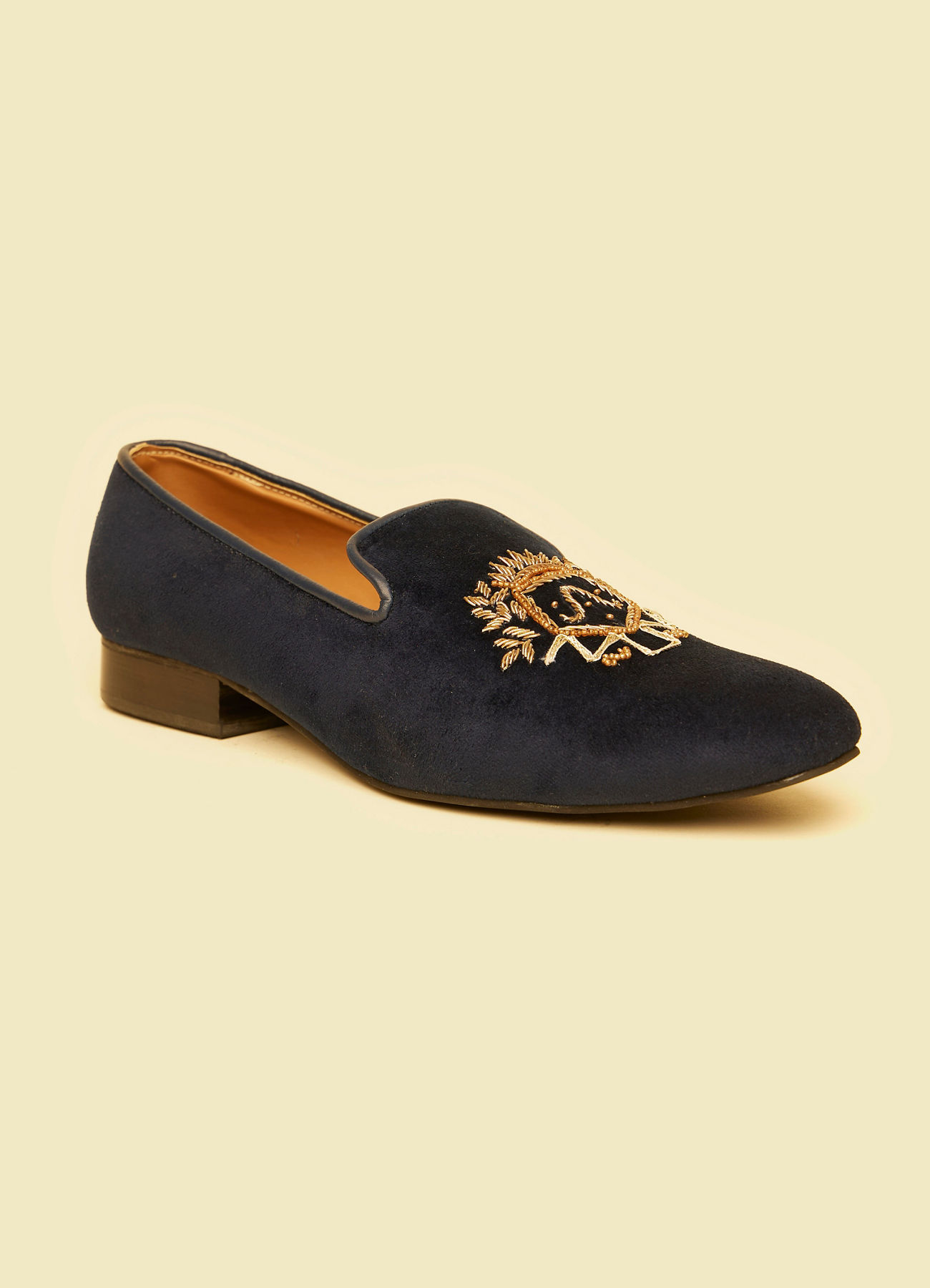 Twamev Men Elegant Dark Blue Leather Juti