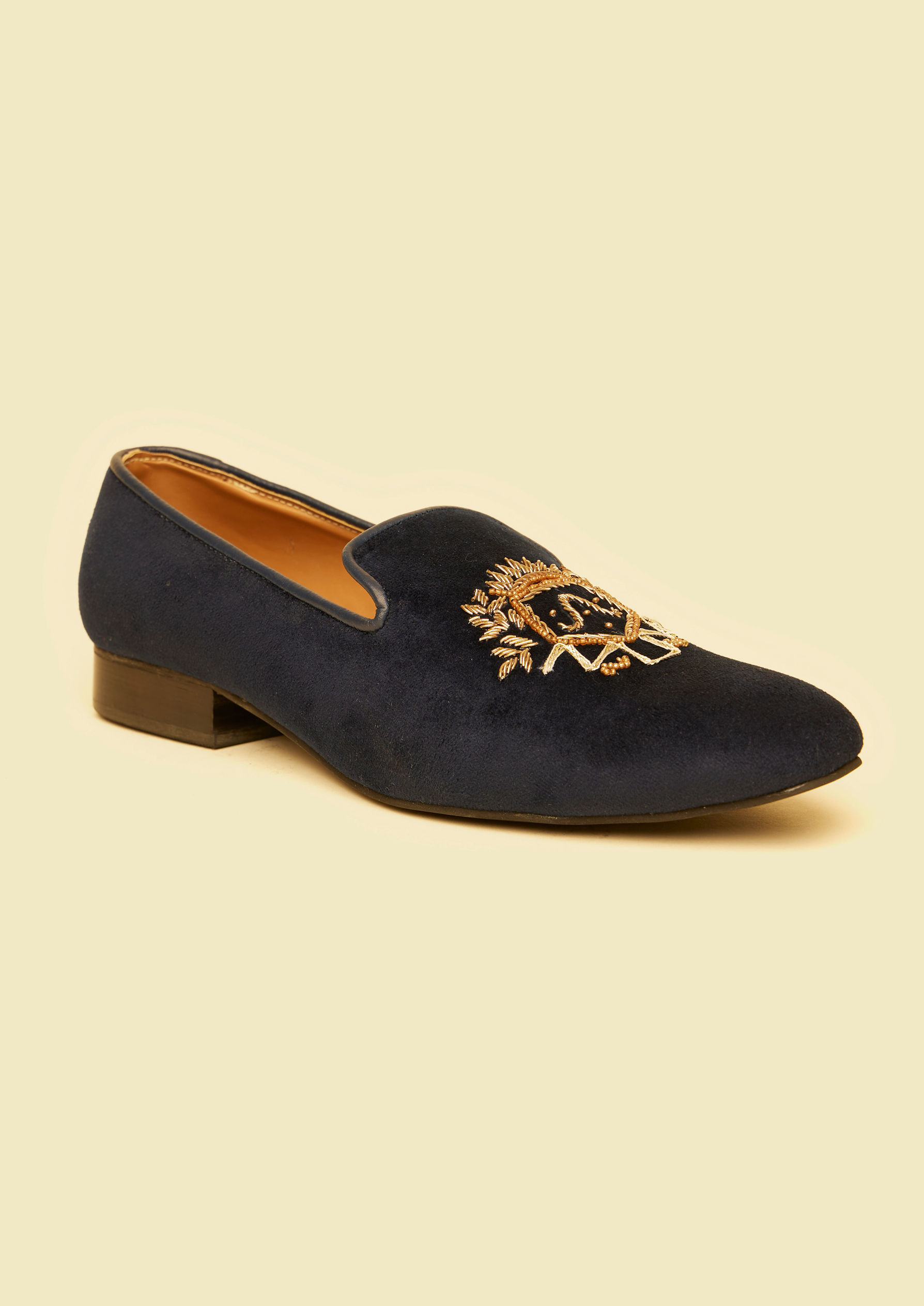 Twamev Men Elegant Dark Blue Leather Juti