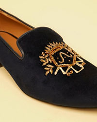 Twamev Men Elegant Dark Blue Leather Juti