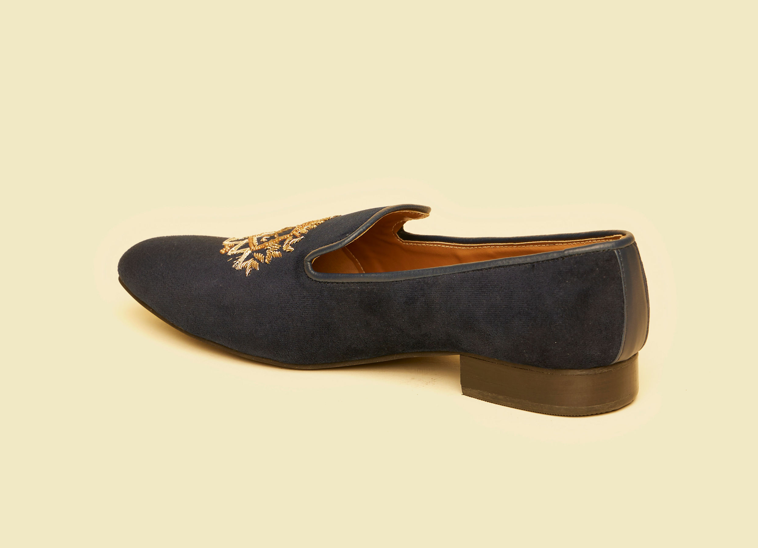 Twamev Men Elegant Dark Blue Leather Juti