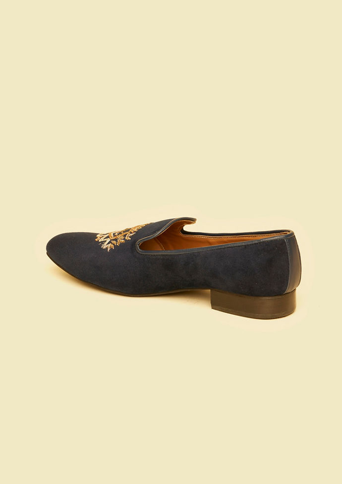 Twamev Men Elegant Dark Blue Leather Juti
