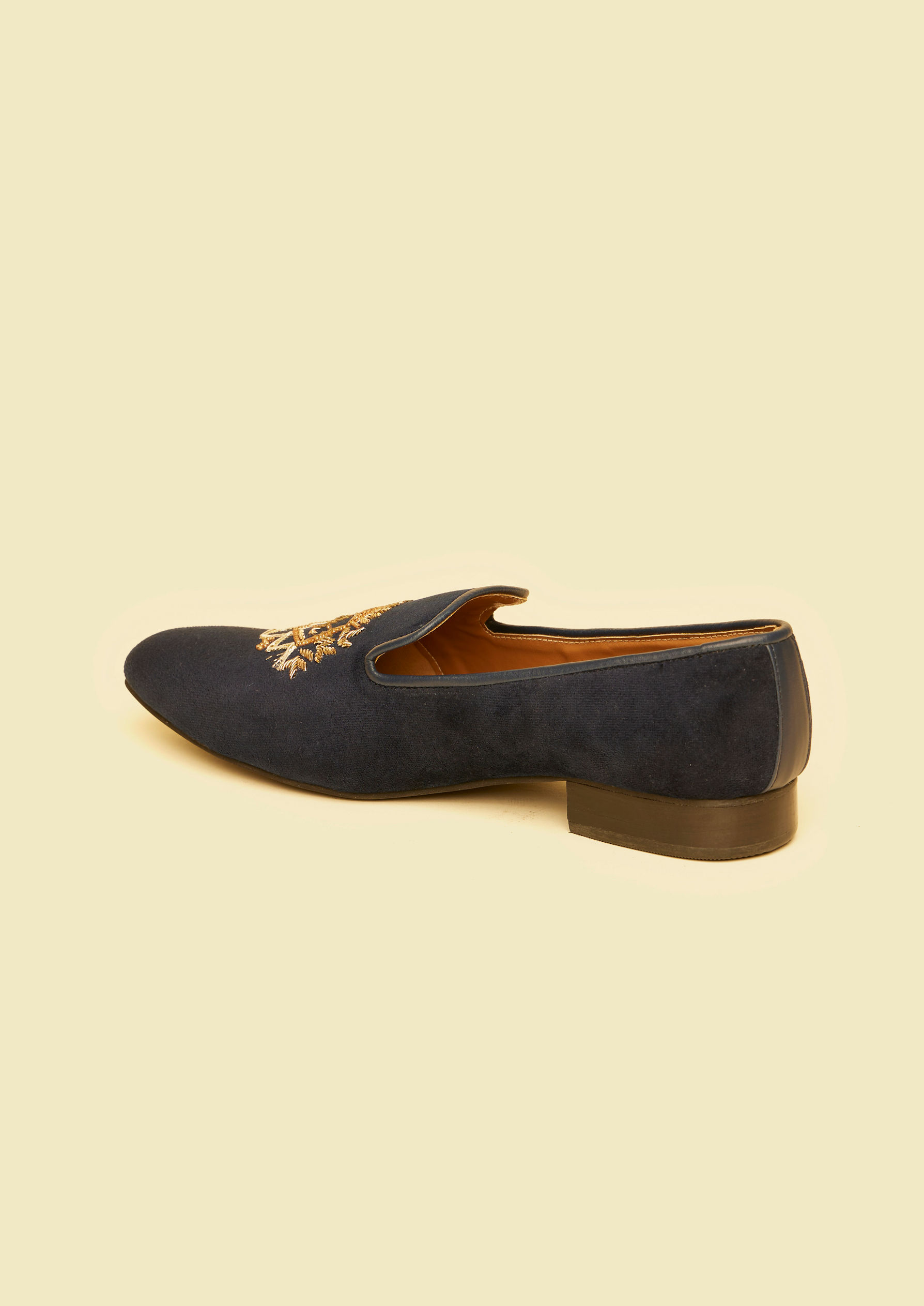 Twamev Men Elegant Dark Blue Leather Juti