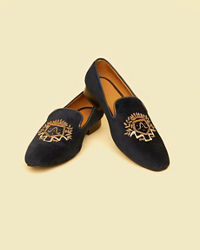 Twamev Men Elegant Dark Blue Leather Juti