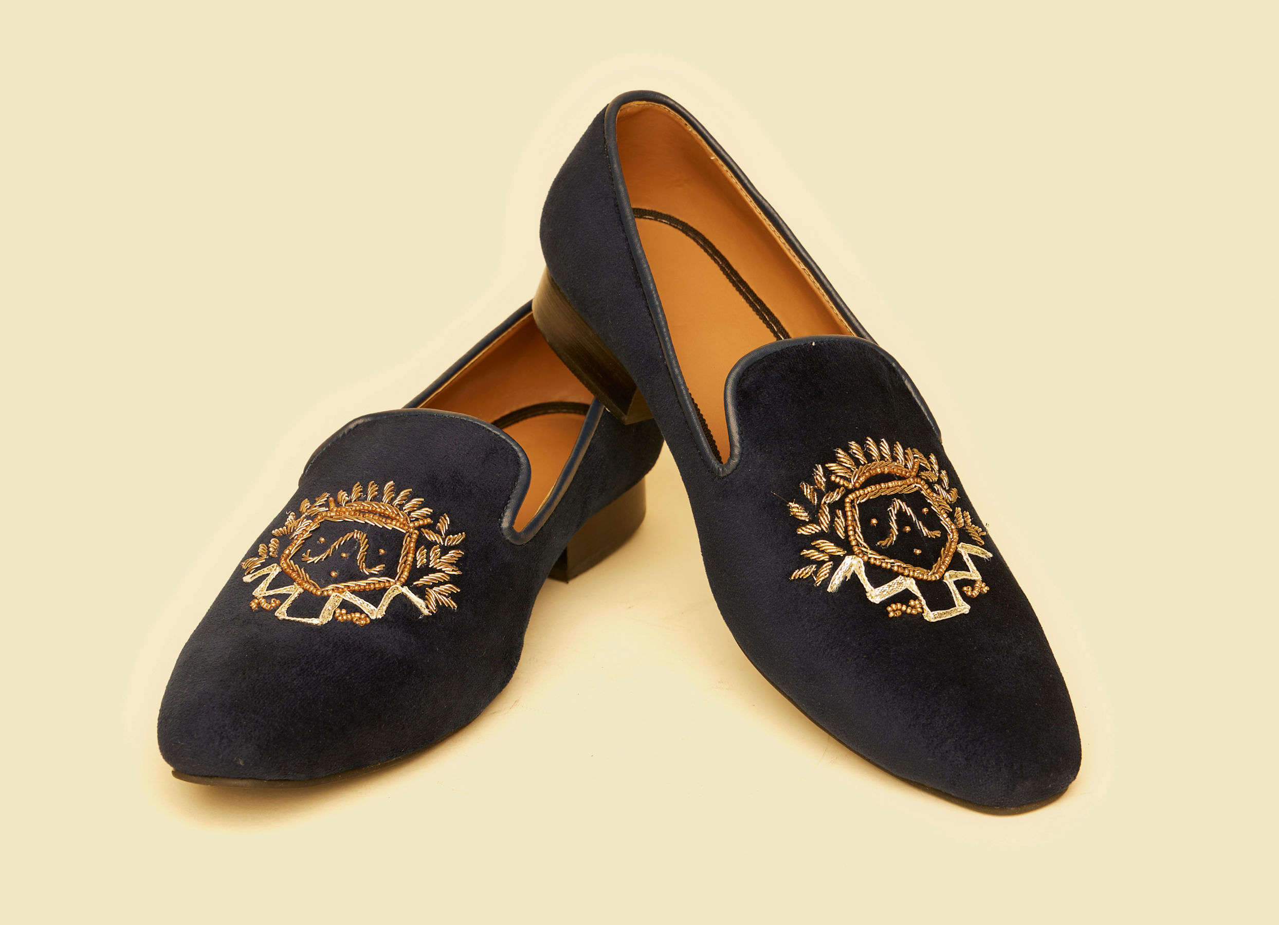 Twamev Men Elegant Dark Blue Leather Juti