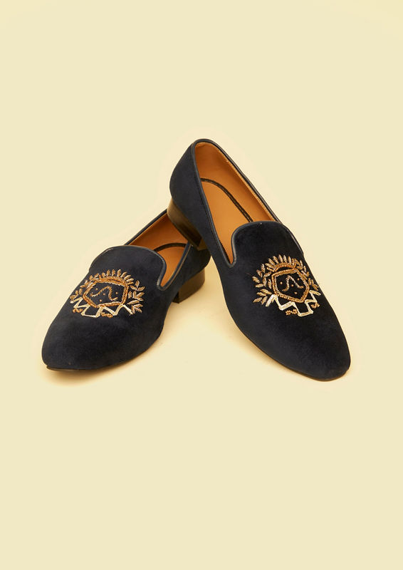 Twamev Men Elegant Dark Blue Leather Juti