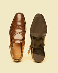 Twamev Men Dark Brown Faux Leather Jooti