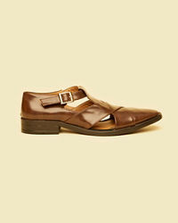 Twamev Men Dark Brown Faux Leather Jooti