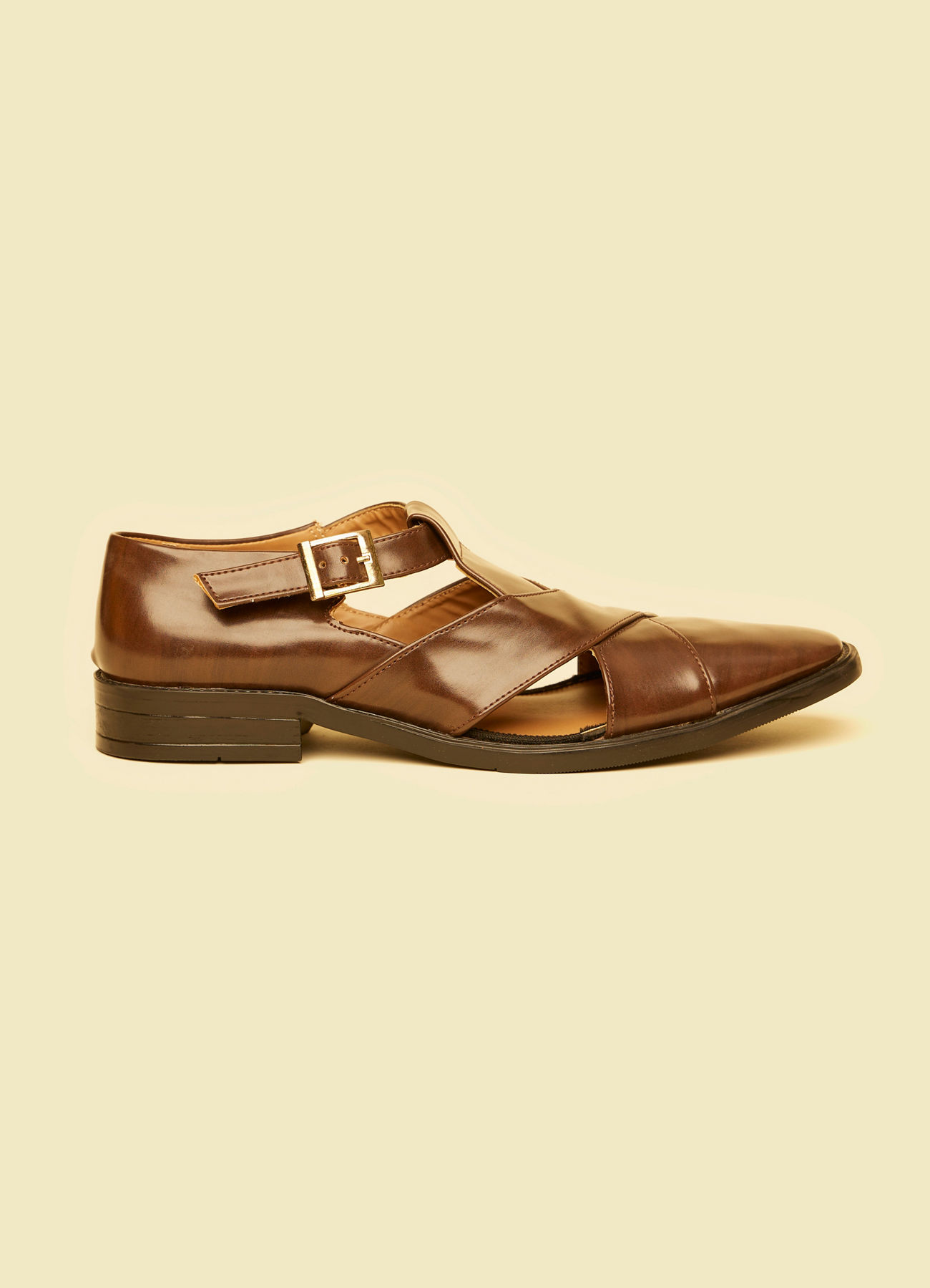 Twamev Men Dark Brown Faux Leather Jooti