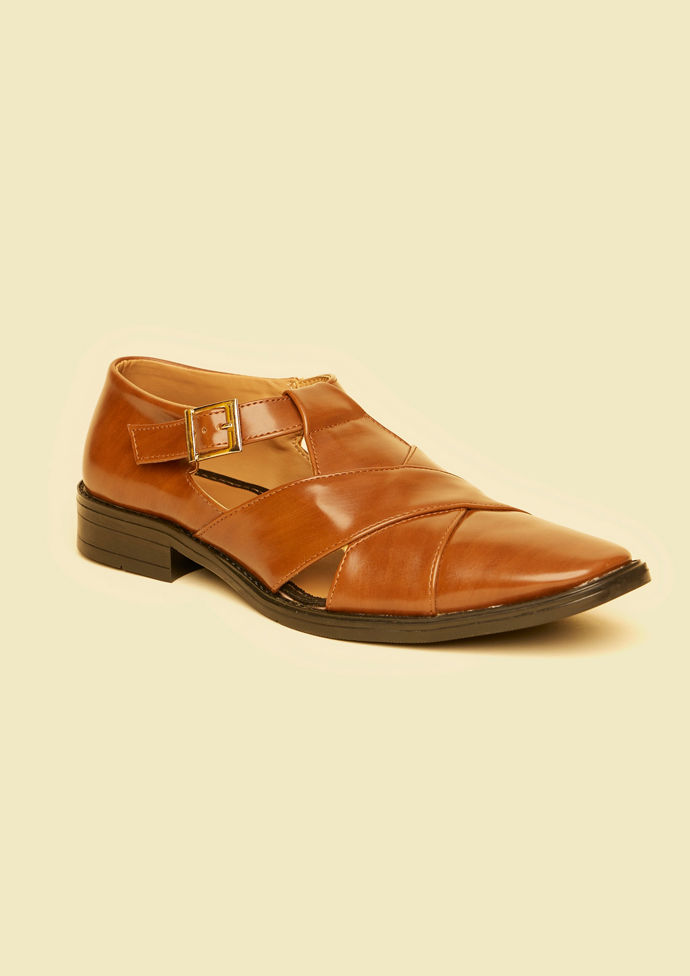 Twamev Men Brown Jooti Traditional Wear