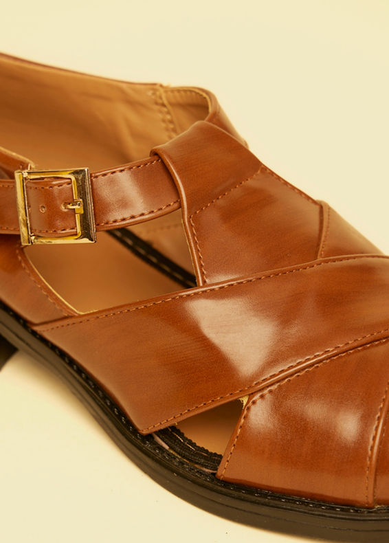 Twamev Men Brown Jooti Traditional Wear