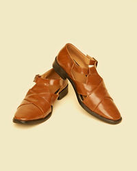 Twamev Men Brown Jooti Traditional Wear