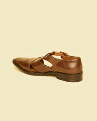 Twamev Men Dark Brown Faux Leather Jooti