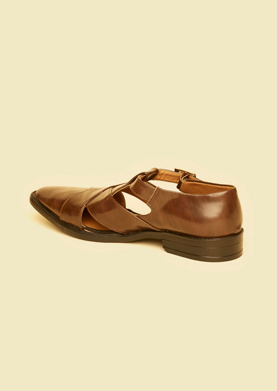 Twamev Men Dark Brown Faux Leather Jooti