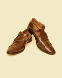 Twamev Men Dark Brown Faux Leather Jooti