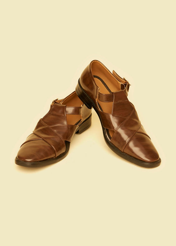 Twamev Men Dark Brown Faux Leather Jooti