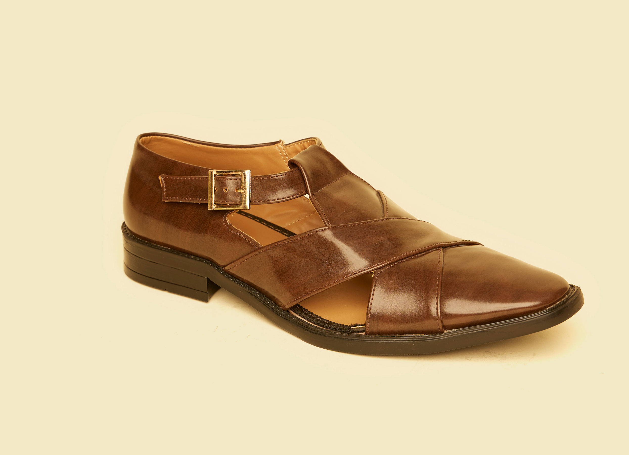 Twamev Men Dark Brown Faux Leather Jooti