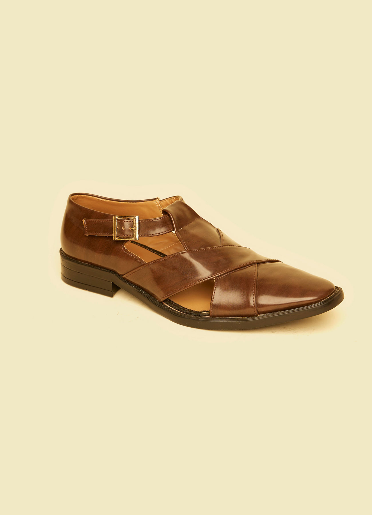 Twamev Men Dark Brown Faux Leather Jooti
