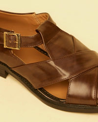Twamev Men Dark Brown Faux Leather Jooti