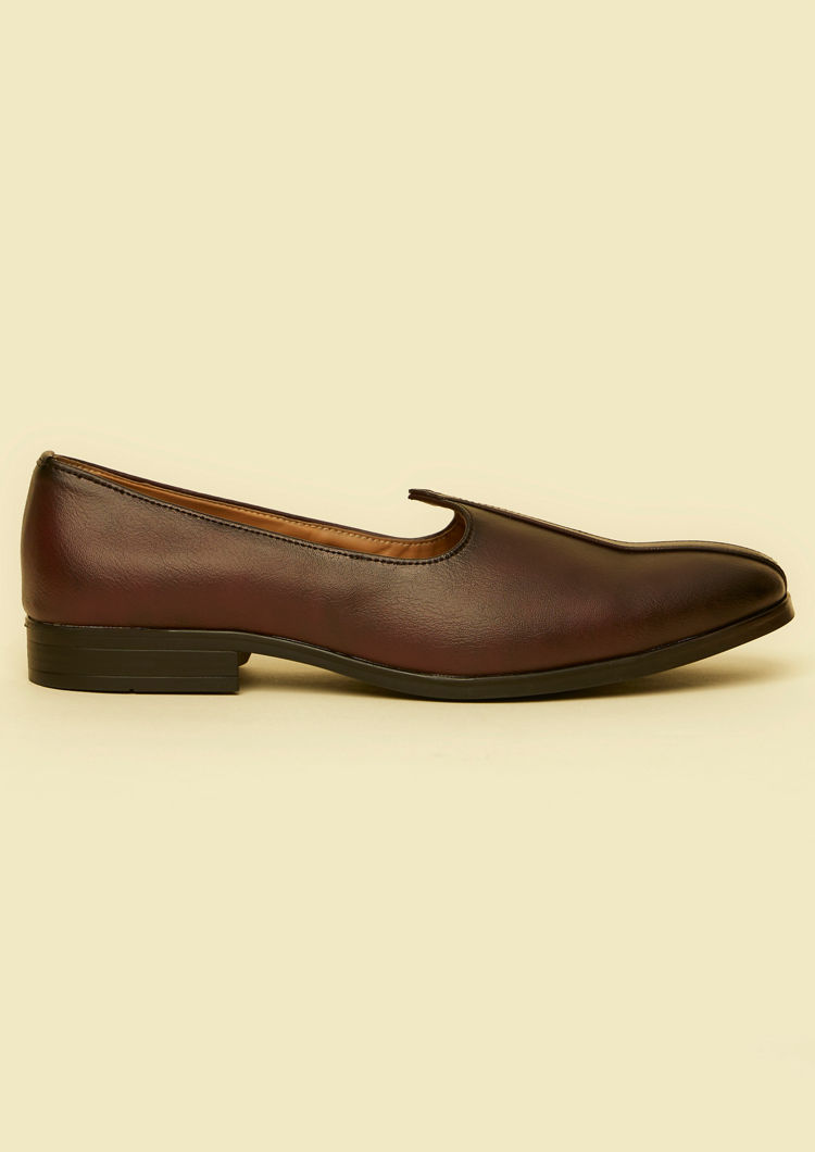 Twamev Men Wine Faux Leather Jooti