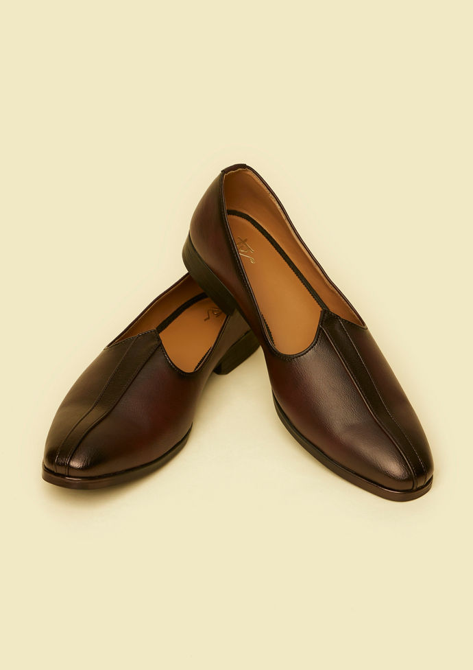 Twamev Men Wine Faux Leather Jooti