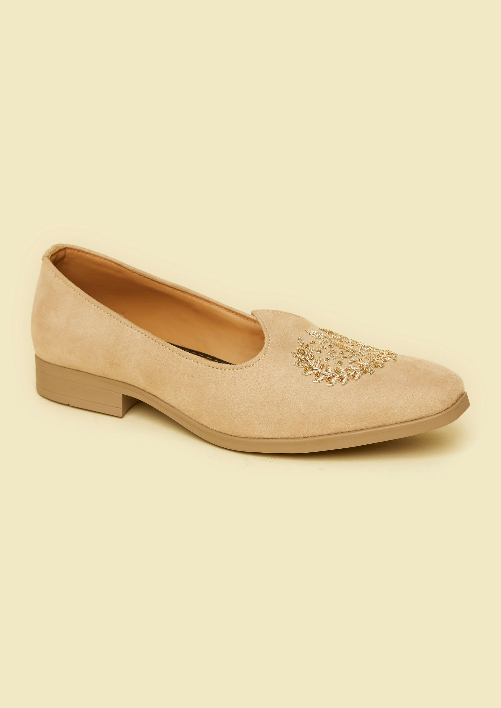 Twamev Men Radiant Beige Velvet Juti