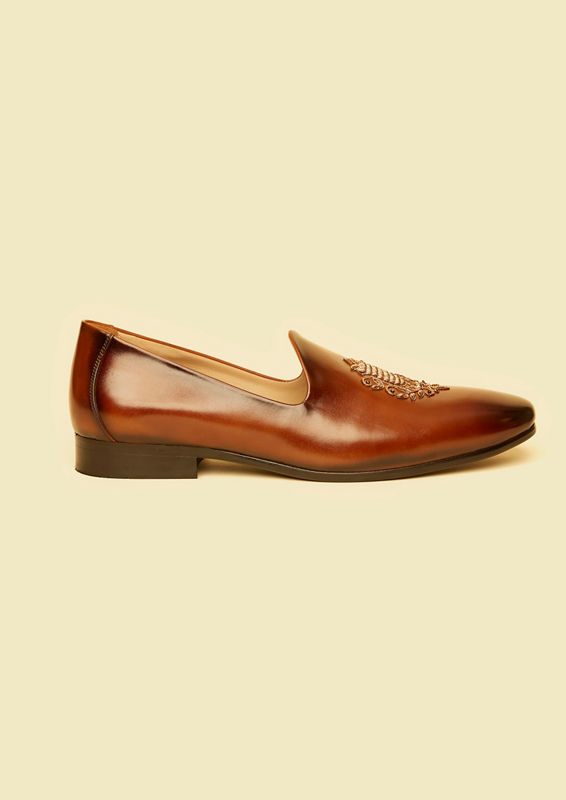 Twamev Men Elegant Brown Jutis for Celebrations