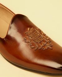 Twamev Men Elegant Brown Jutis for Celebrations